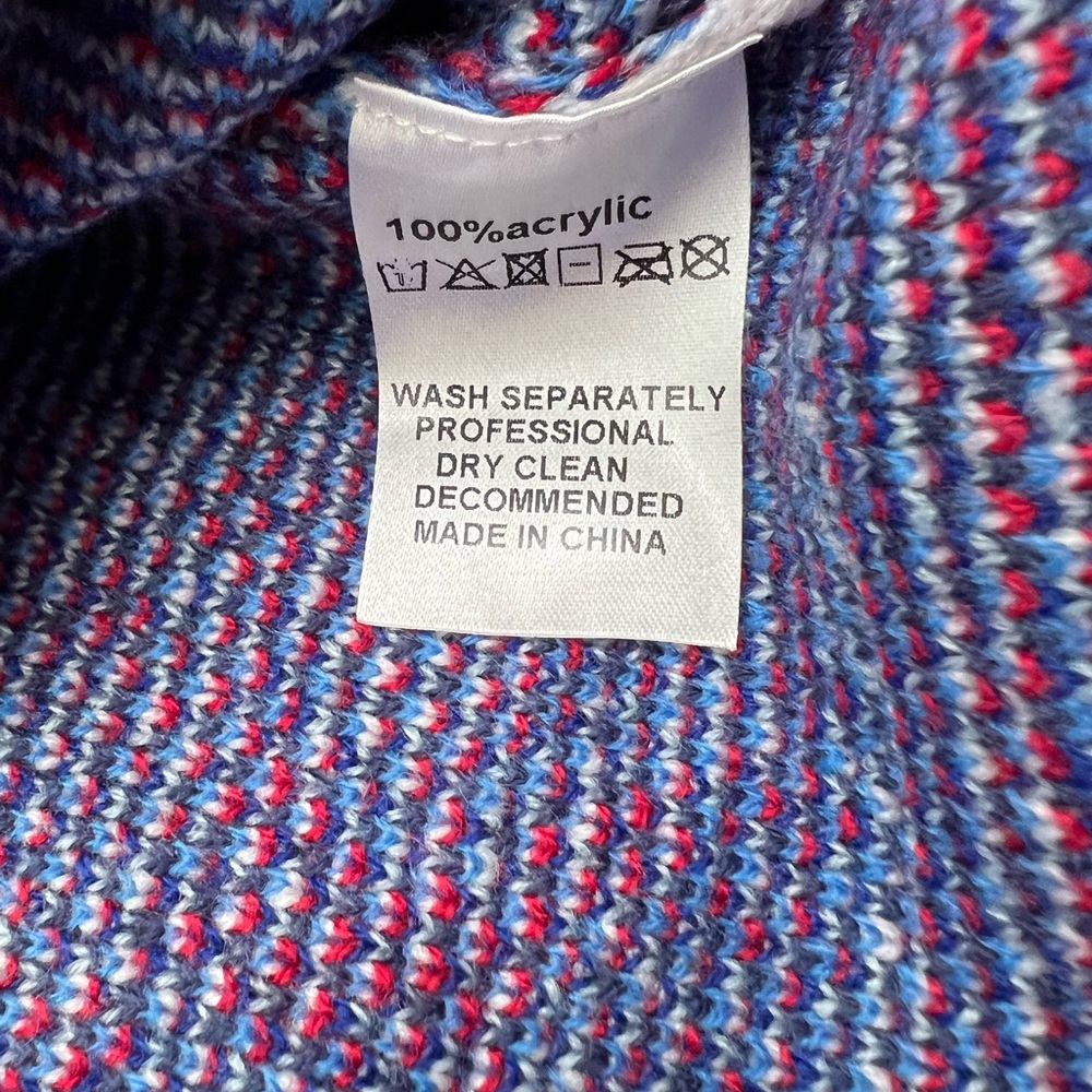 Natural Nga Blue Red Pineapple Intarsia Knit‎ Longline Cardigan Sweater M NWT - Picture 4 of 8